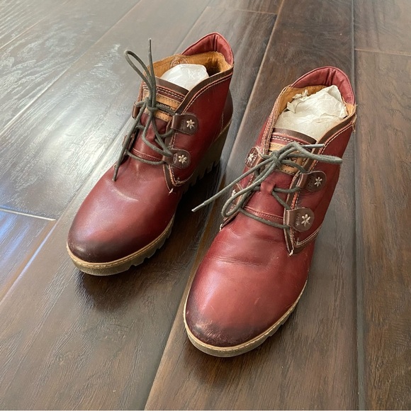 Pikolinos Women's Red Lace up Leather Upper Ankle Boots Size 41 is 10.5 or 11 - Picture 2 of 12